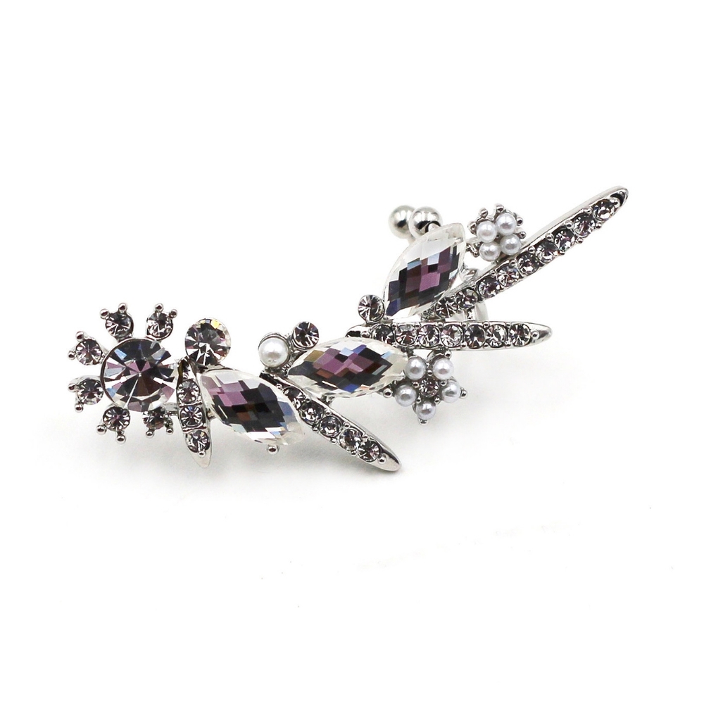 Silver fashion charm shiny crystal earrings